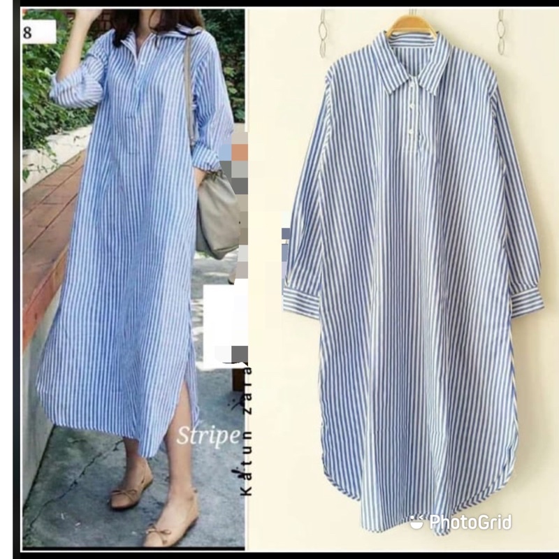 TUNIK KEMEJA WANITA SALUR BIRU / TUNIK KEKINIAN TERBARU BEST SELLER 798
