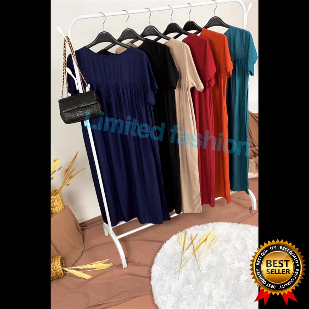 LimitedFashion Baju Dress Rayon Premium Wanita Yuma Dress Hamil Korea Terbaru Kekinian