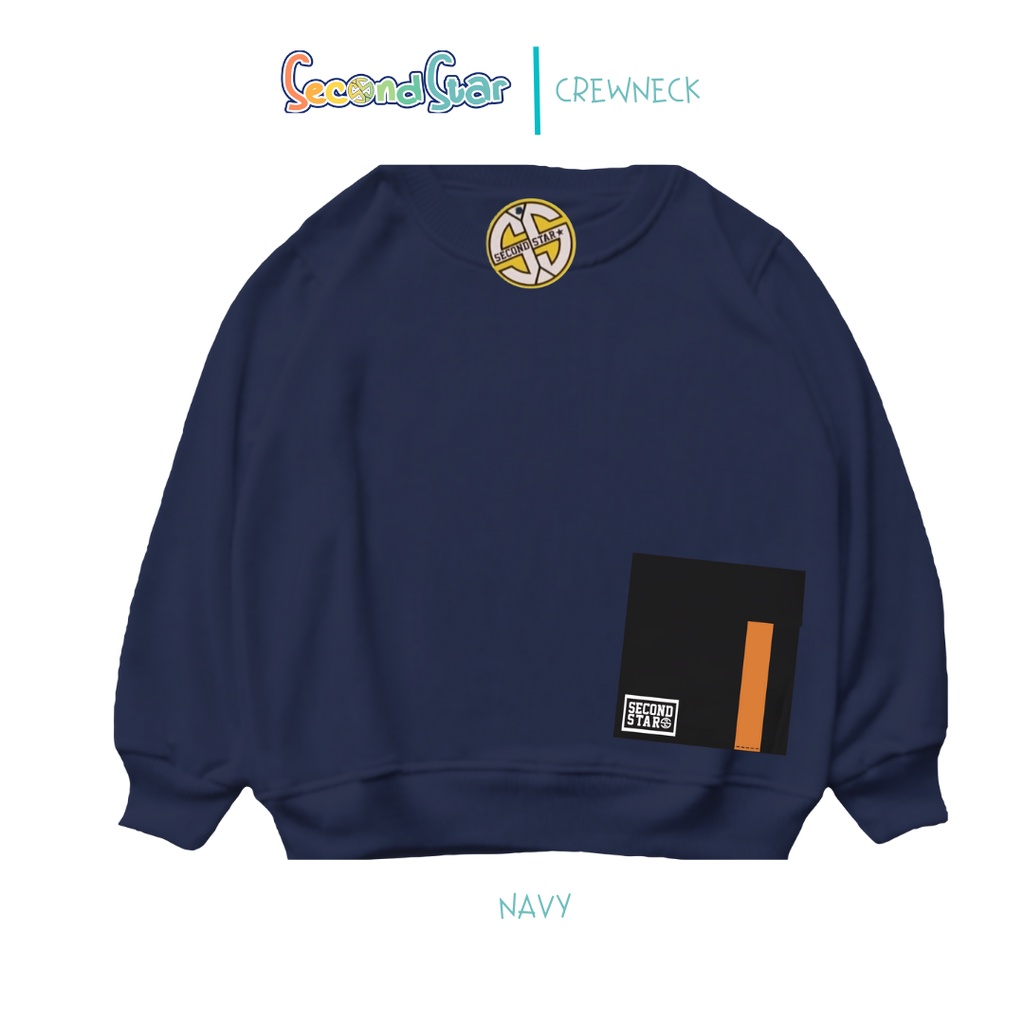 Second star sweater anak crewneck anak laki laki perempuan unisex warna navy