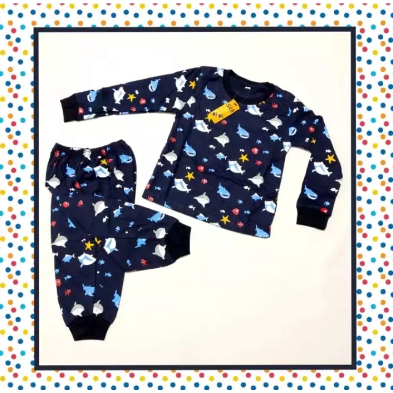Setelan baju anak piyama motif baby shark / setelan baju anak baby shark / setelan pakaian anak 1-5 