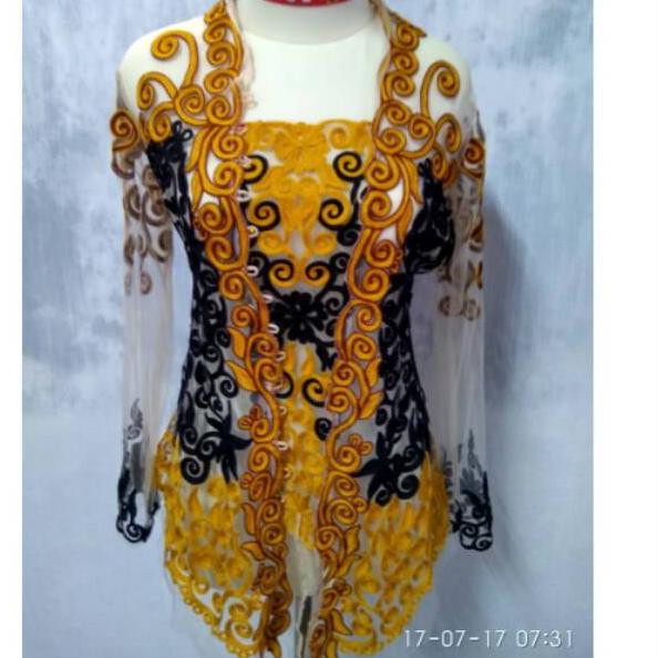 Recomended.. Kebaya Bordir Stik model kutu baru hitam gold
