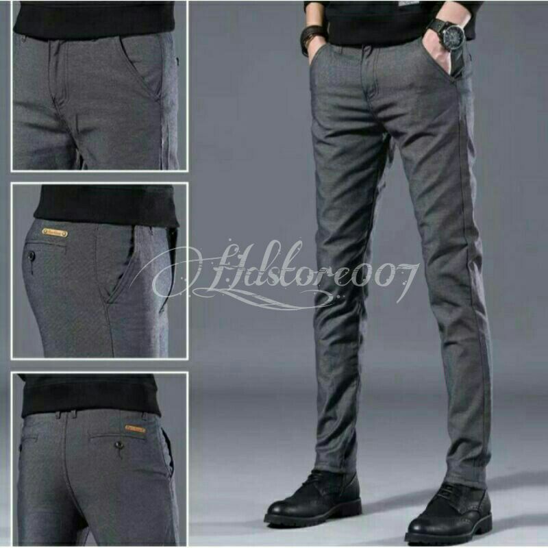 CELANA BAHAN | KERJA | FORMAL | KANTOR | PANJANG | HITAM | DASAR PRIA SLIMFIT