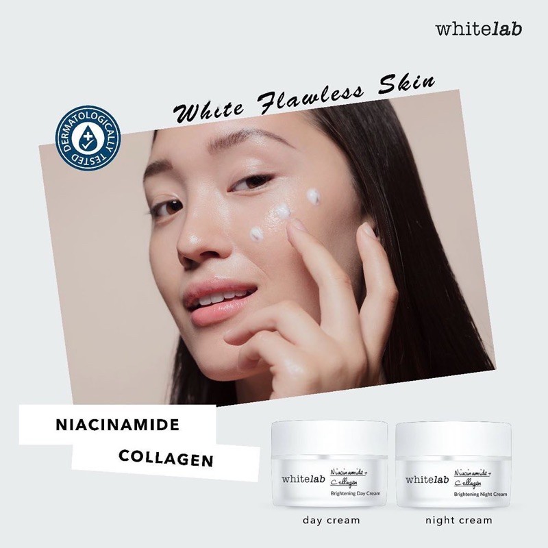 WHITELAB Brightening Day Cream Indonesia / Facial Wash Hydrating Essence Toner Serum Ampoule Night Underarm Eye Sunscreen Clay Mask Masker Gel Body Soap / Face Acne Mugwort Heartleaf Niacinamide Peeling Calming Paket Wajah Lengkap Set Sabun Krim Pelembab