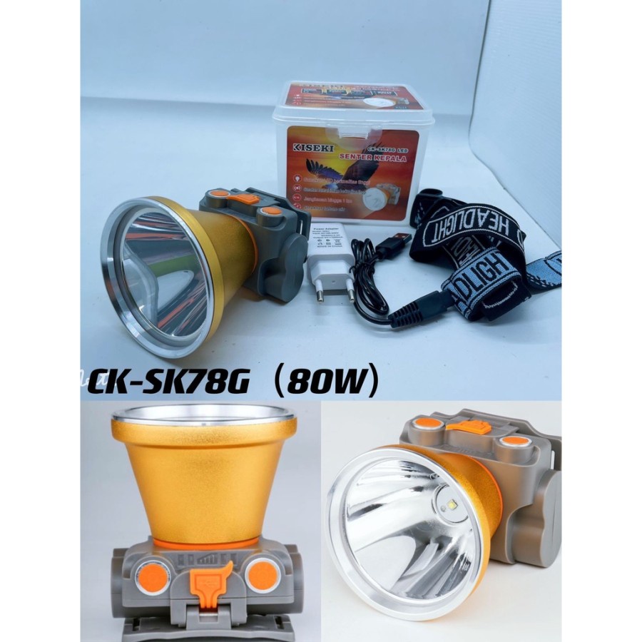 Senter Kepala Cas/ Senter Kepala Camping / Senter Darurat KISEKI CK-SK WATERPROOF SUPER TERANG 150/80/35 Watt Tahan 20Jam