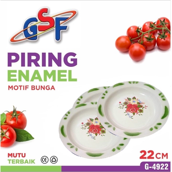 PIRING ENAMEL MOTIF BUNGA GSF G-4922 / Murah / piring