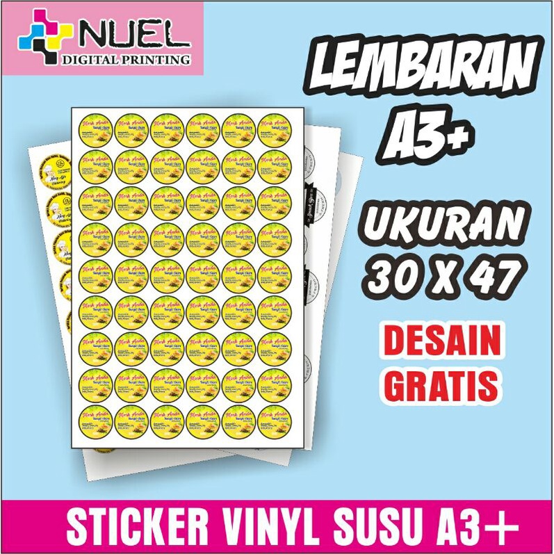 

Stiker Bontak/Chromo dan Vinyl Susu/Transparan A3+