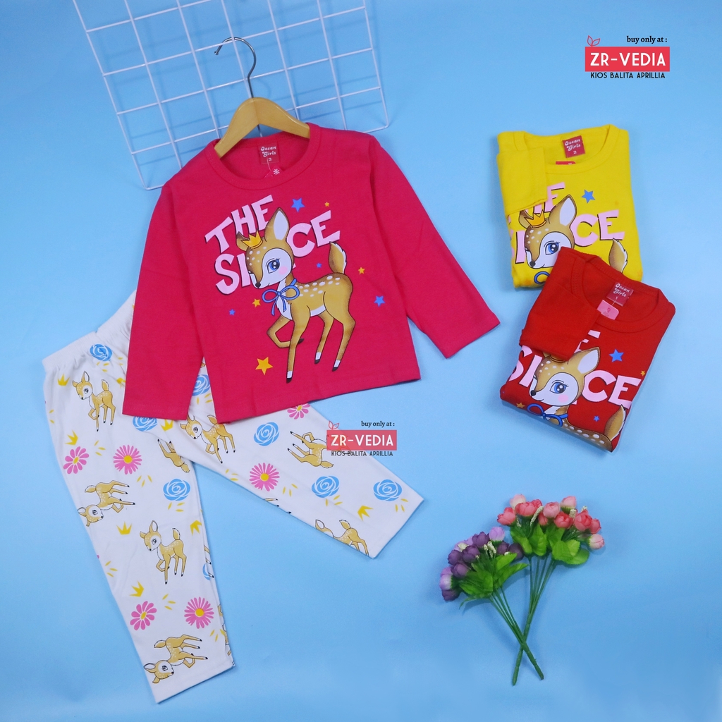 Piyama Miku uk 1-3 Tahun / Setelan Kaos Baju Tidur Cewek IMPORT Anak Perempuan Lengan Celana Panjang