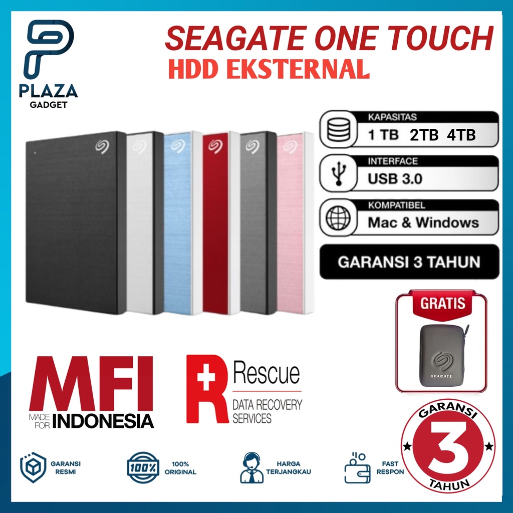 Hardisk Harddisk Hard Disk HD HDD Hardisk External Eksternal Portabel Portable 1TB 2TB 4TB | 1 2 4 TB Tera Seagate One Touch 2.5 Garansi Resmi 3 Tahun