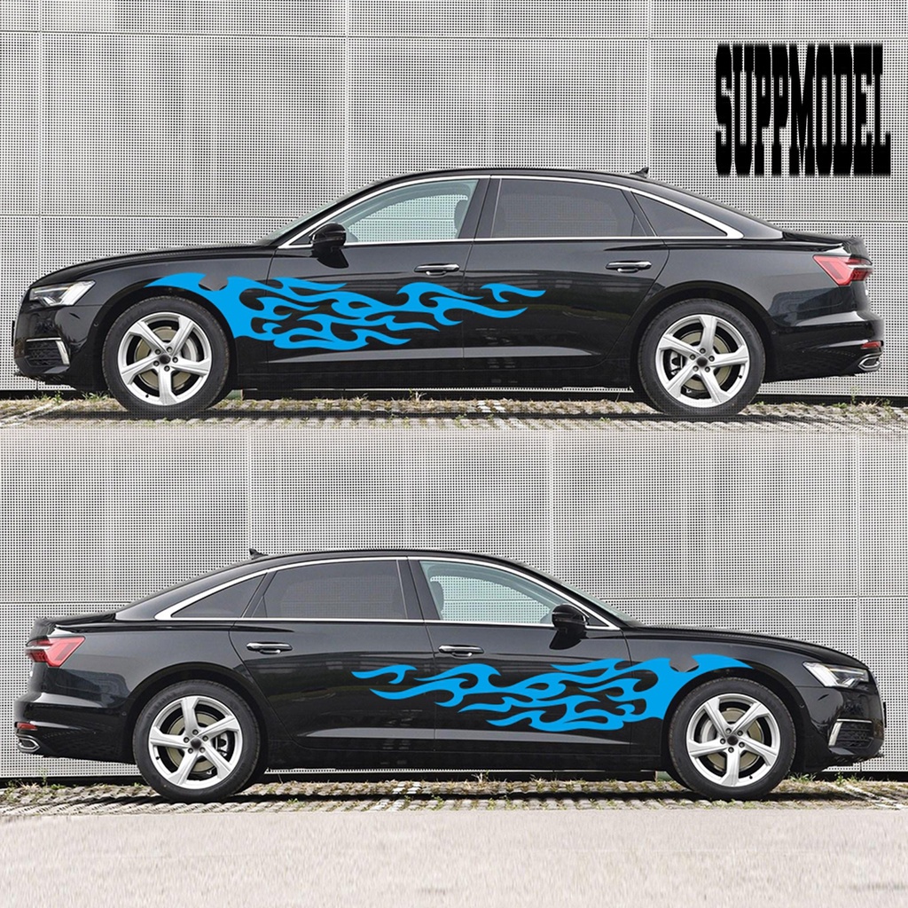 2pcs Stiker Decal Motif Api Untuk Dekorasi Mobil SUV