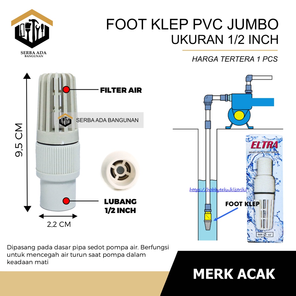 FOOTKLEP FUTKLEP FOOT KLEP VALVE SARINGAN POMPA PVC JUMBO 1&quot; 1/2&quot; 3/4&quot; MURAH