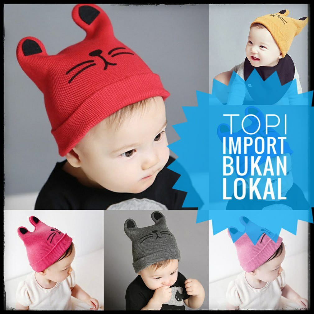 Topi Anak Laki IMPORT Usia 1 - 4 Tahun BEAR Kupluk Bayi Wol Elastis Premium Quality