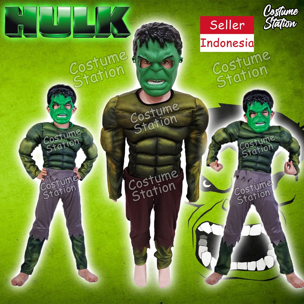 Kostum Superhero Hulk / Costume Marvel Avengers anak laki