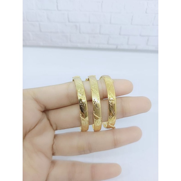 GELANG PERAK ASLI SILVER 925 LAPIS EMAS/GELANG TANGAN BANGKOK UKIR ANAK/ASLI SILVER/FASHION WANITA