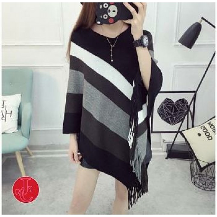 Baju Atasan Wanita Poncho Block Hitam Tafj.20