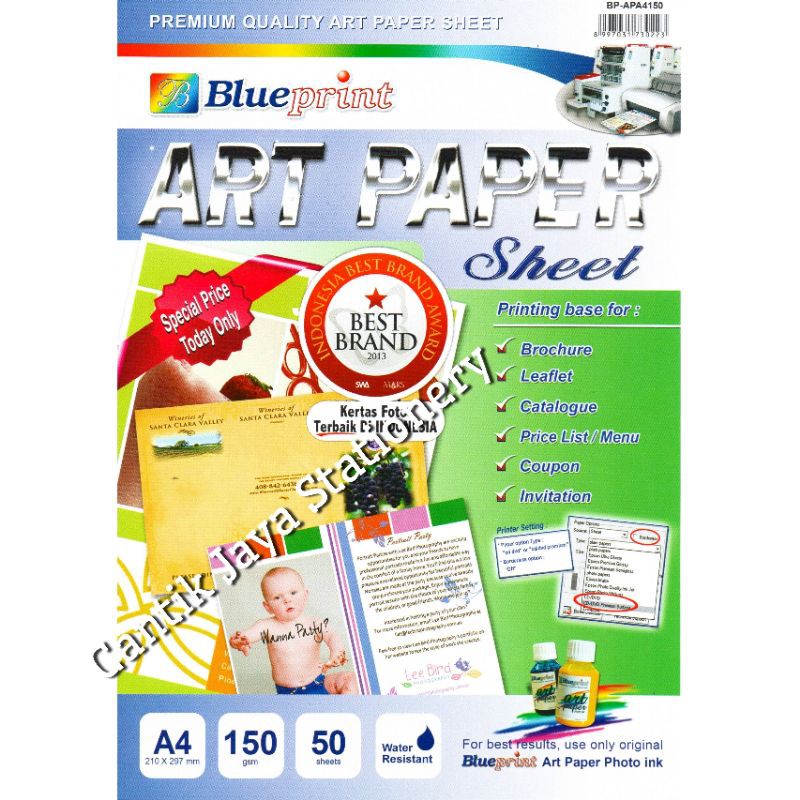 

Kertas Art Blueprint Art Paper A4 150gr isi 50lembar
