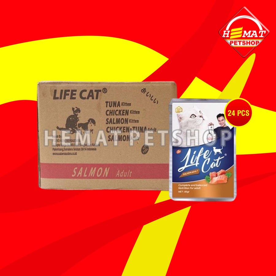 Makanan Basah Kucing Life Cat Sachet Pouch Grosir Dus isi 24 PCS 85 GR