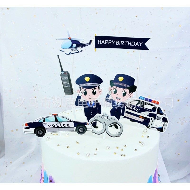 Happymunday Cake Topper Karakter Polisi