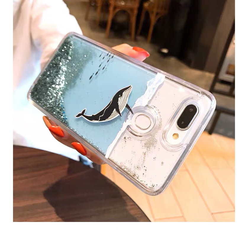 Oppo R9 R11 Plus R15 A59 A57 A83 F5 F7 A3S F9 K1 F11 Pro A12 Realme 5 C2 C3 Whale Glitter Liquid Bling Clear Soft Case-5