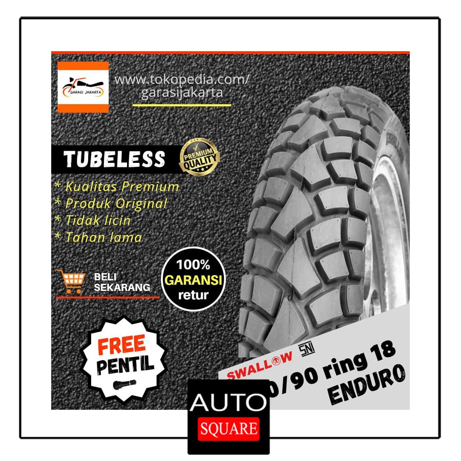 (DISKON) BAN LUAR MOTOR SWALLOW 80/90-18 RING 18 VELG 18 TUBLES TUBELESS MURAH