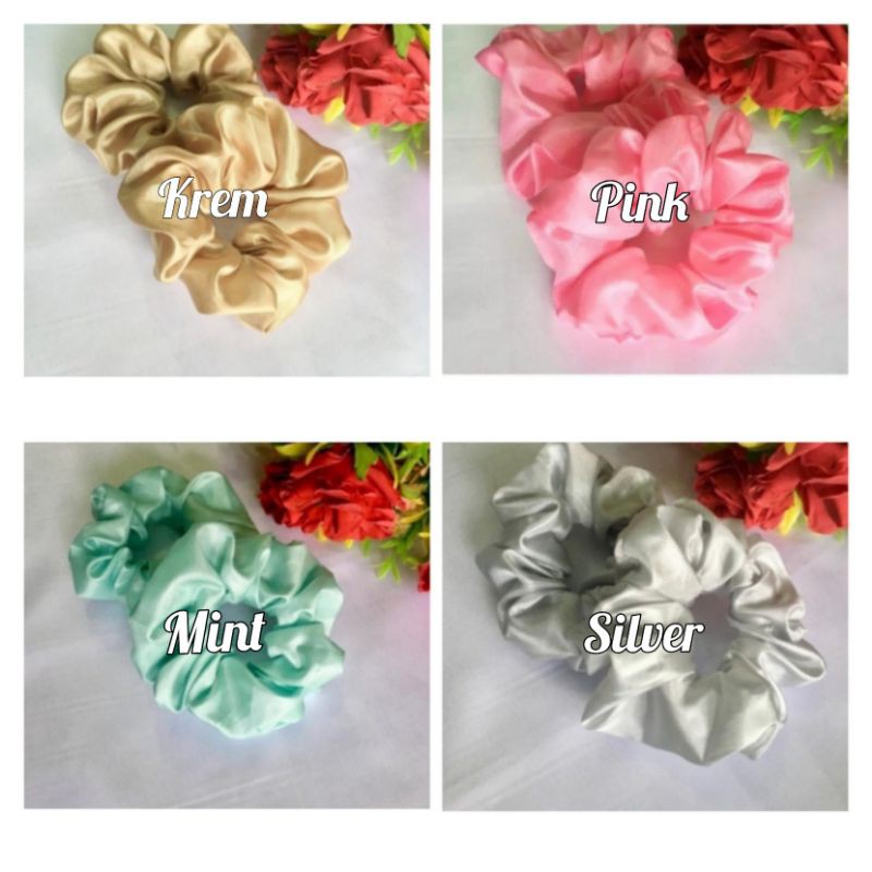 Scrunchie Ikat Rambut Satin ( Warna I )