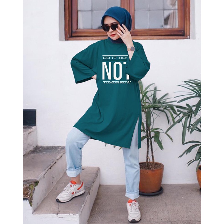 KAOS OVERSIZE TOP HIJAB WANITA BASIC  NOT / OVERSIZE SLIT BLOUSE