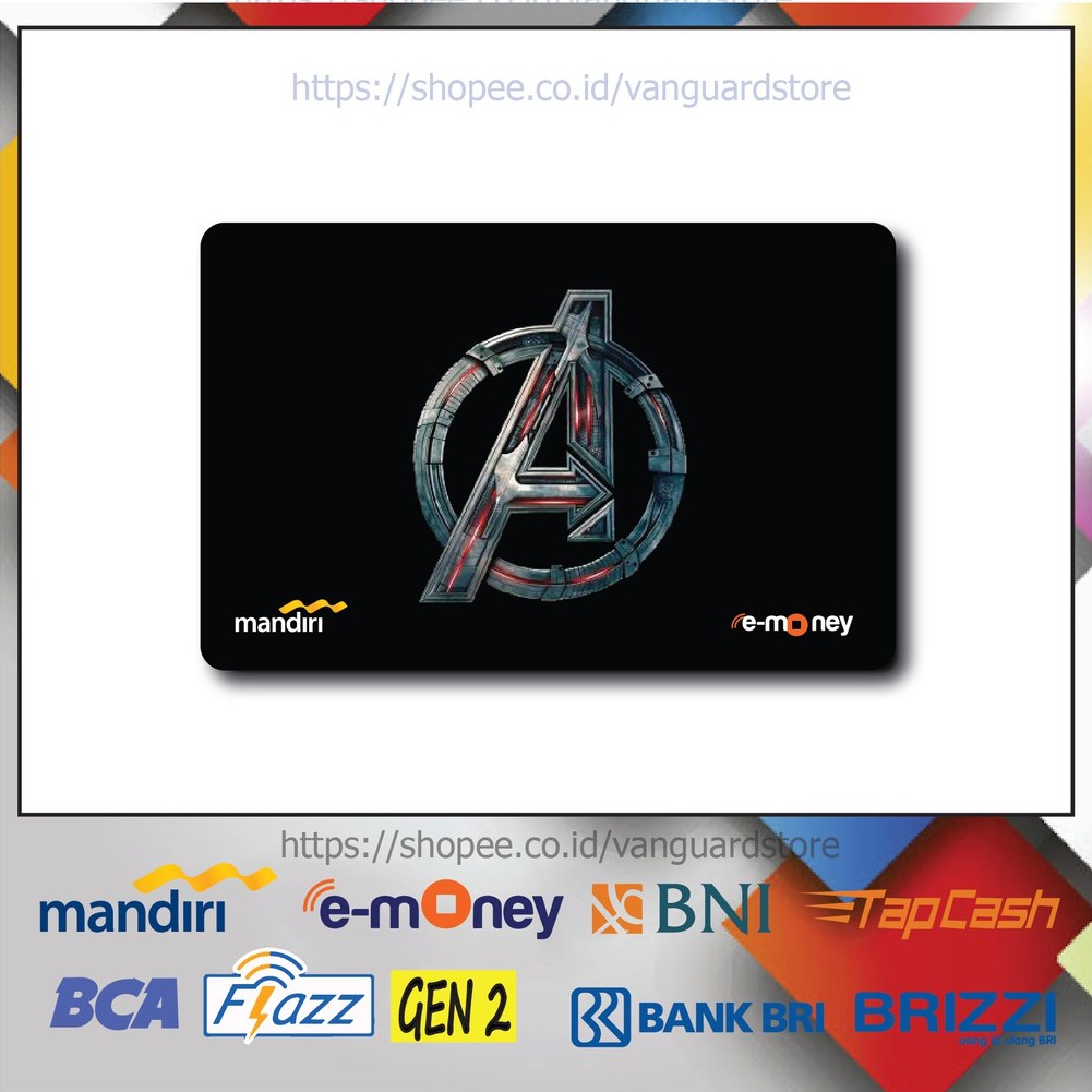 KARTU E MONEY E TOLL LOGO AVENGERS SUPERHERO ANIME 19 EMONEY MANDIRI FLAZZ BCA BNI TAPCASH BRIZZI