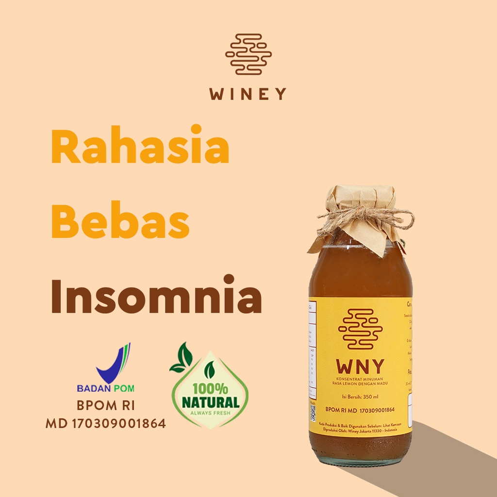 WNY | MENGATASI SUSAH TIDUR, INSOMNIA, PELANCAR TIDUR, TIDUR LELAP, NYENYAK | Winey Healthy Drink | Madu Hutan + Sari Lemon + Cuka Apel Halal | BPOM | BERGARANSI