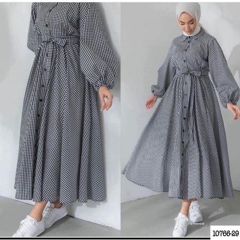 Emira Midi Dress Busui Friendly / Gamis Wanita Terbaru Kekinian / Fashion Muslim  /  Bahan Katun Ray