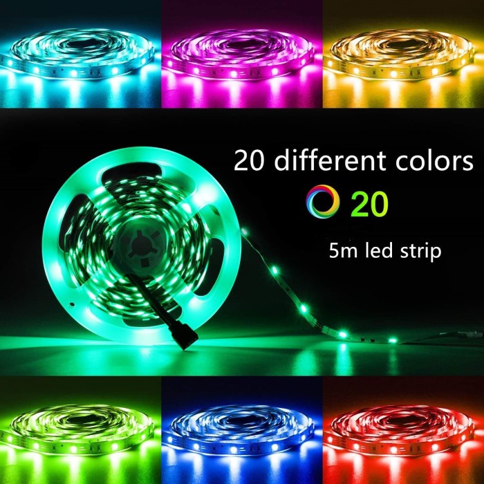 Lampu Hias Led Strip Light Waterproof 5050 RGB 5M with Remote Control - Lamp Flexible Light Anti Air