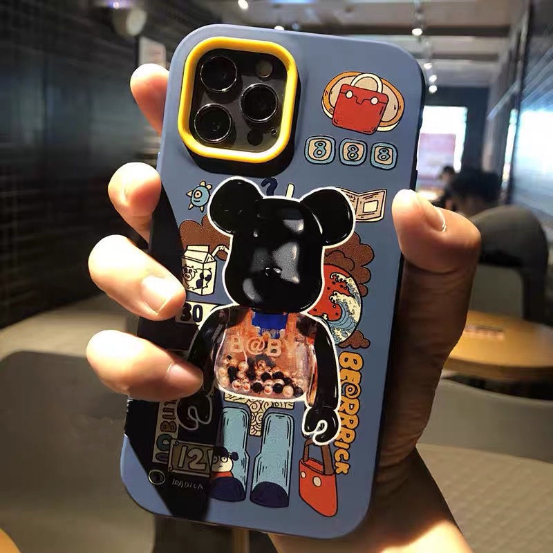 Case Bahan Silikon Motif Beruang Hitam Untuk Iphone