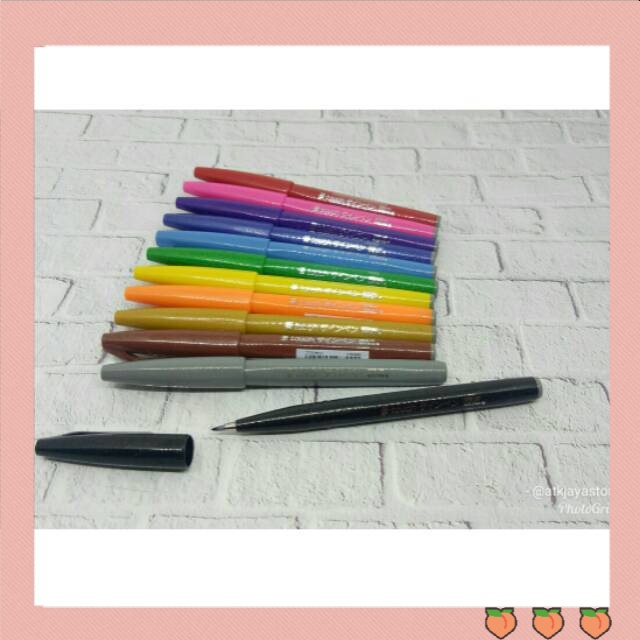 

Pentel Touch Brush Sign Pen 12 warna Colouring Kuas Spidol Lettering Doodle