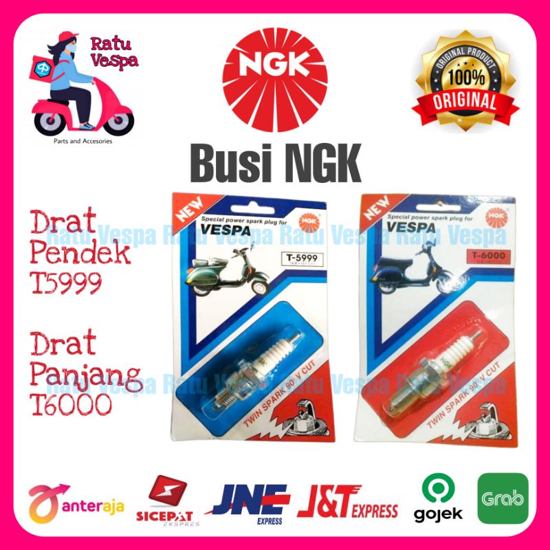 Busi NGK Drat Pendek &amp; Panjang Vespa VBB,Super,Sprint,PX,PS,Excel