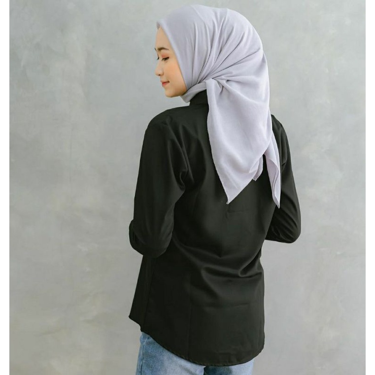 Kemeja Basic Toyobo Wanita Polos Lengan Panjang Model Terbaru  kekinian-3