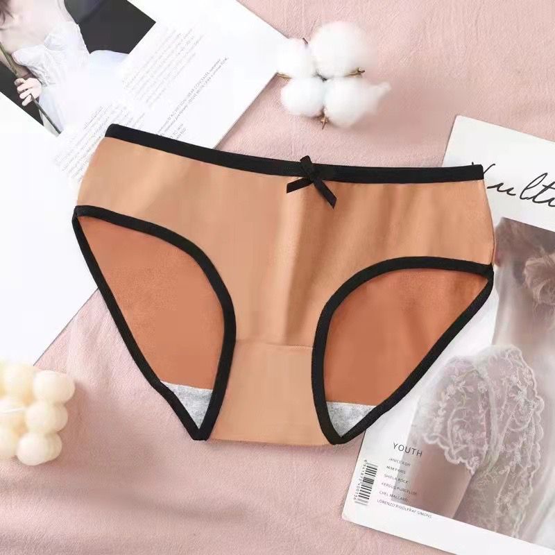 [ LINGERIE MASTER ] - (C-30) Celana Dalam Remaja Anti Nyeplak Fashion Es Sutra CD Wanita Pakaian Dalam Wanita-C-30 Oren