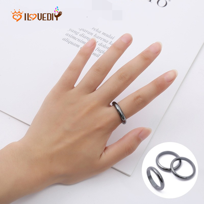 Cincin Magnet Bahan Hematite Warna Hitam Untuk Pria Dan Wanita