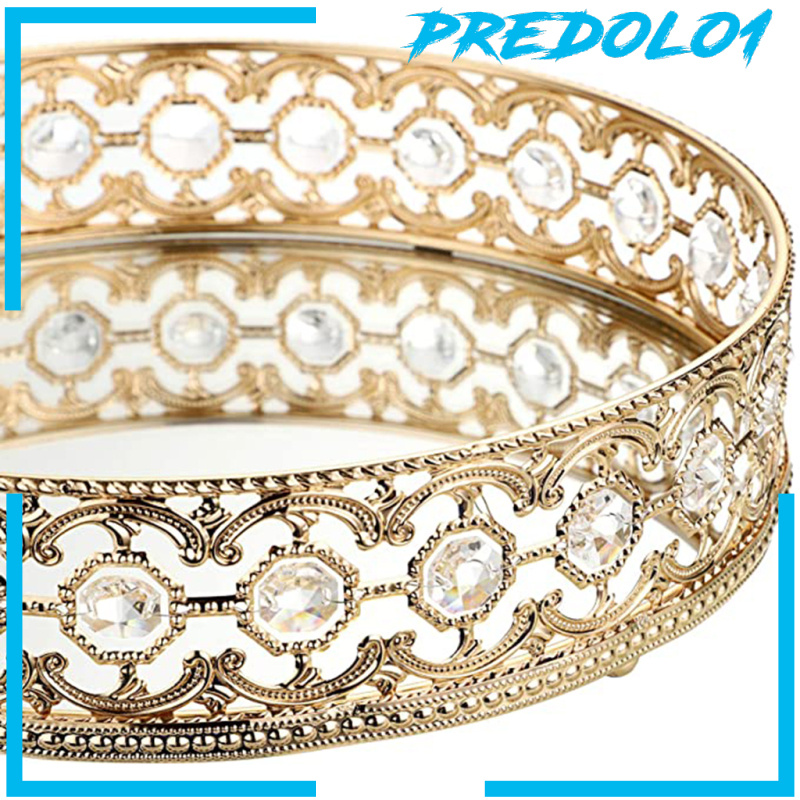 [PREDOLO1]Mirrored Crystal Vanity Makeup Tray Jewelry Organizer Decorative Tray Home