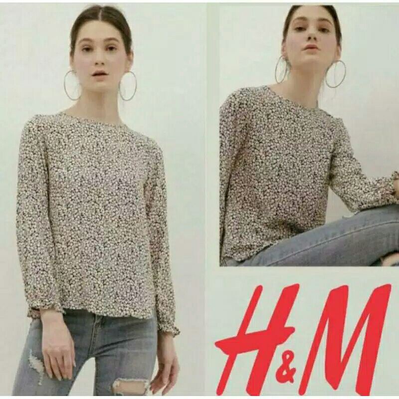 Blouse Wanita Black Stripe White H&amp;M Original Branded