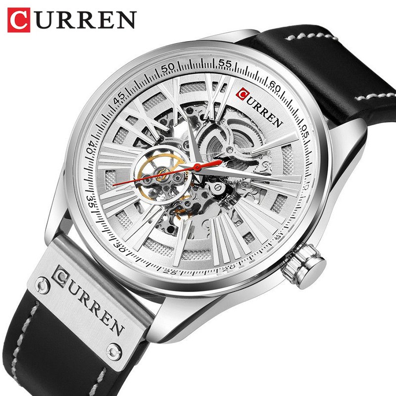 CURREN 8299 Jam Tangan Pria Automatic Analog Tali Kulit WATCHKITE WKOS