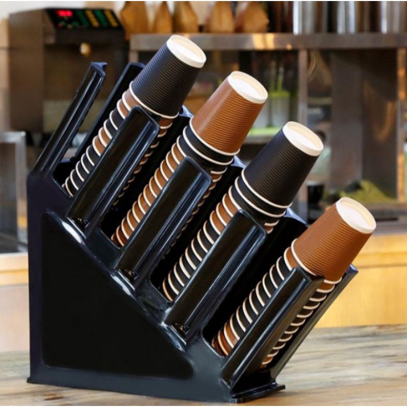 Rak Gelas Plastik 4sekat/Rak Akrilik Paper Cup Holder Marunee