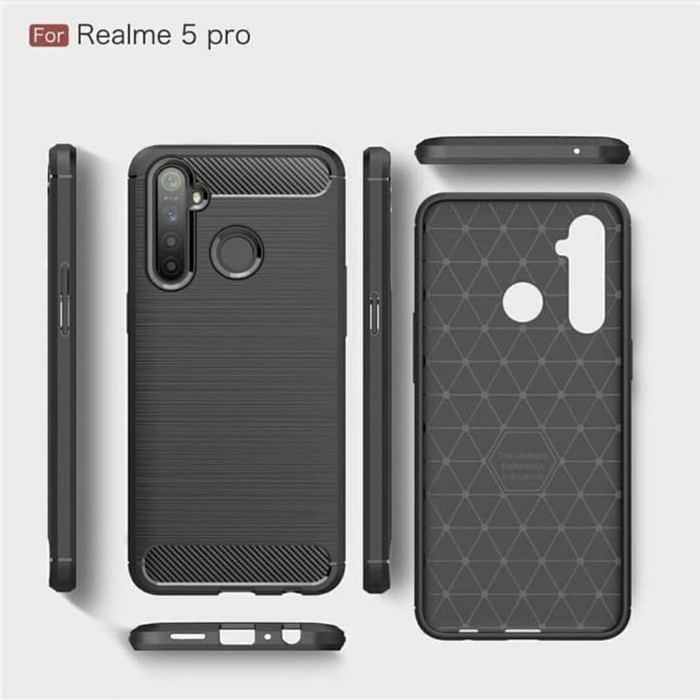 Case Slim Fit Carbon Realme 5 Pro 6.3 inchi Softshell Fiber Multi Carbon Anti Melar