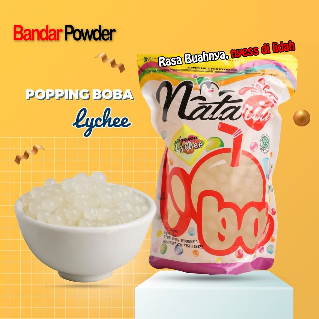 (COD) Popping Boba Lychee 500gr - Poping Jelly Nataria - Bandar Powder Berkualitas