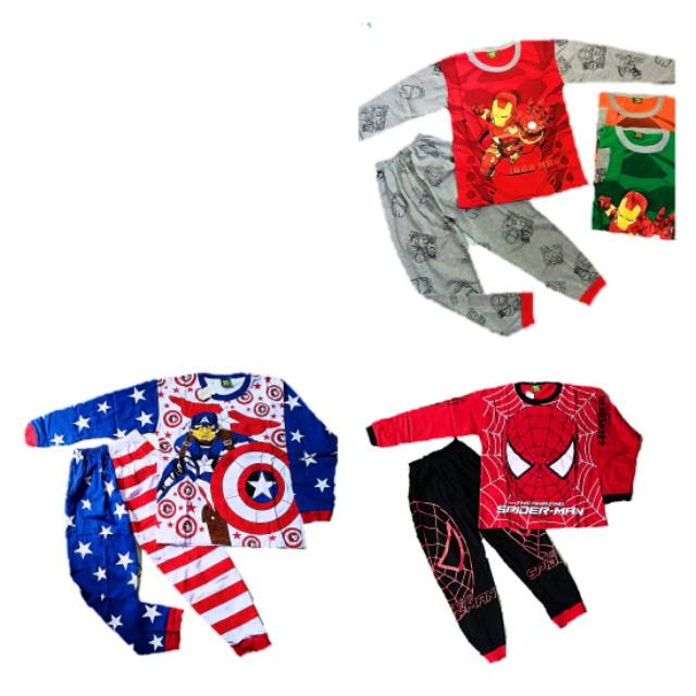 Setelan baju tidur piyama super hero size jumbo 11-13 tahun