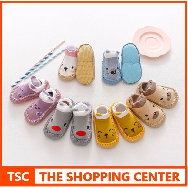 TSC - Kaos Kaki Anti Slip Bayi Motif Karakter Hewan Korea Sepatu Baby Prewalker Anak