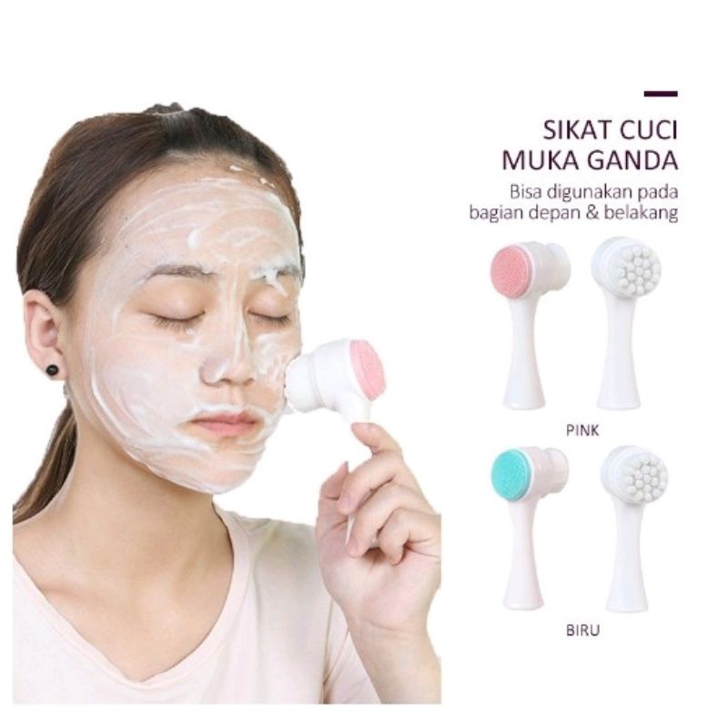 sikat wajah silikon 2 sisi lembut facial brush silicon  pembersih wajah