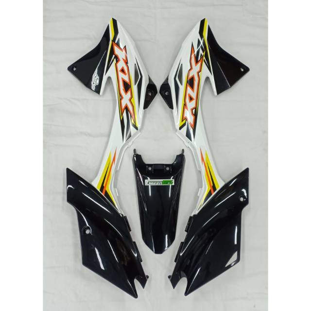 Body set klx150 BF tanpa spatbor depan cover tank putih Lis kuning body blkg full Hitam