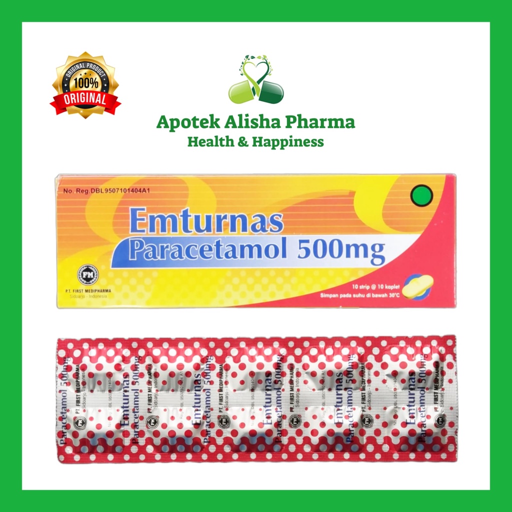 Emturnas Tablet (Strip 10tablet) - Emturnas Parasetamol Tablet Obat Penurun Panas/Demam Dewasa