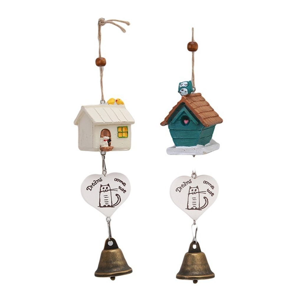 ELEGANT Birdhouse Baby Gift Windchime Home Garden Hanging Decoration DIY Landscape Resin Ornament Decor Pastoral Style Wind Chimes/Multicolor