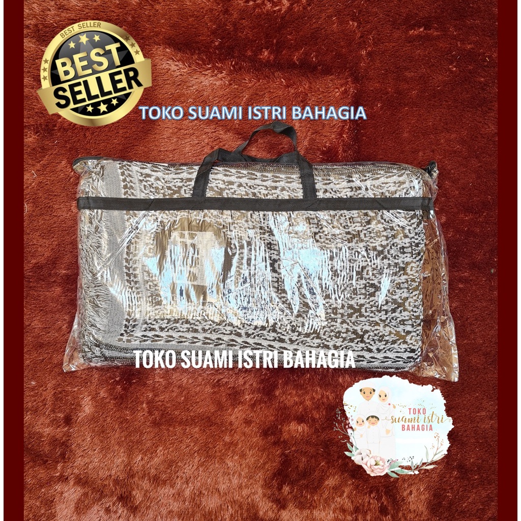 Sajadah Alfatih Black Albasra 35 x 105 Cm Hitam Turki Travel Sorban Tipis Syal Haji Dewasa Alydrus 3D