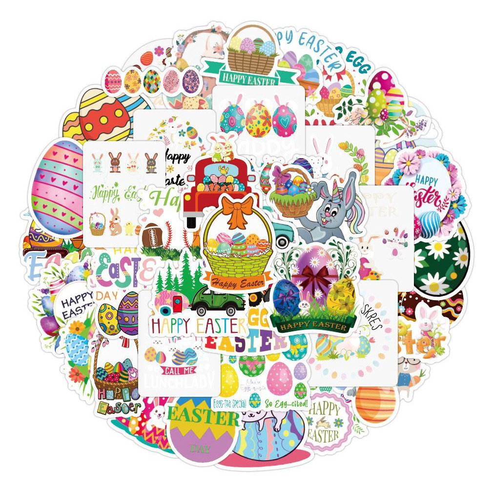 Solighter 100 Pcs Paskah Stiker Botol Air Kulkas Kelinci Bunny Scrapbooking Koper Telepon Kartun Laptop Sticker