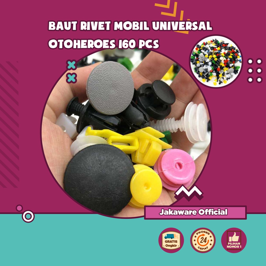 BAUT RIVET MOBIL UNIVERSAL 160PCS PANEL PINTU AKSESORIS INTERIOR VARIASI DEKORASI HIASAN KANCING KLI